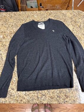 Abercrombie & Fitch Dark Charcoal V-Neck Sweater